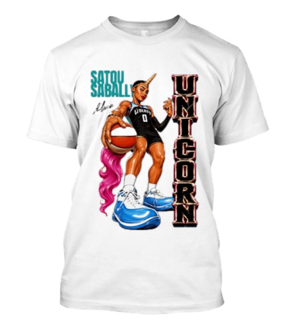 Satou Sabally New York Liberty Unicorn Basketball Player With Ball T-Shirt
