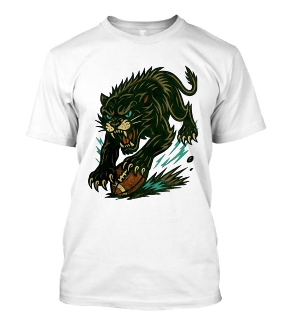 Panther Rushing Football Athletic Team Dynamic Action T-Shirt