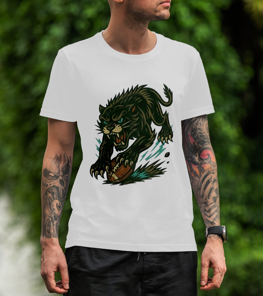 Panther Rushing Football Athletic Team Dynamic Action T-Shirt