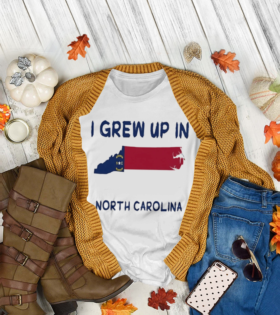 North Carolina Roots Southern Heritage I Grew Up in NC State Flag T-Shirt