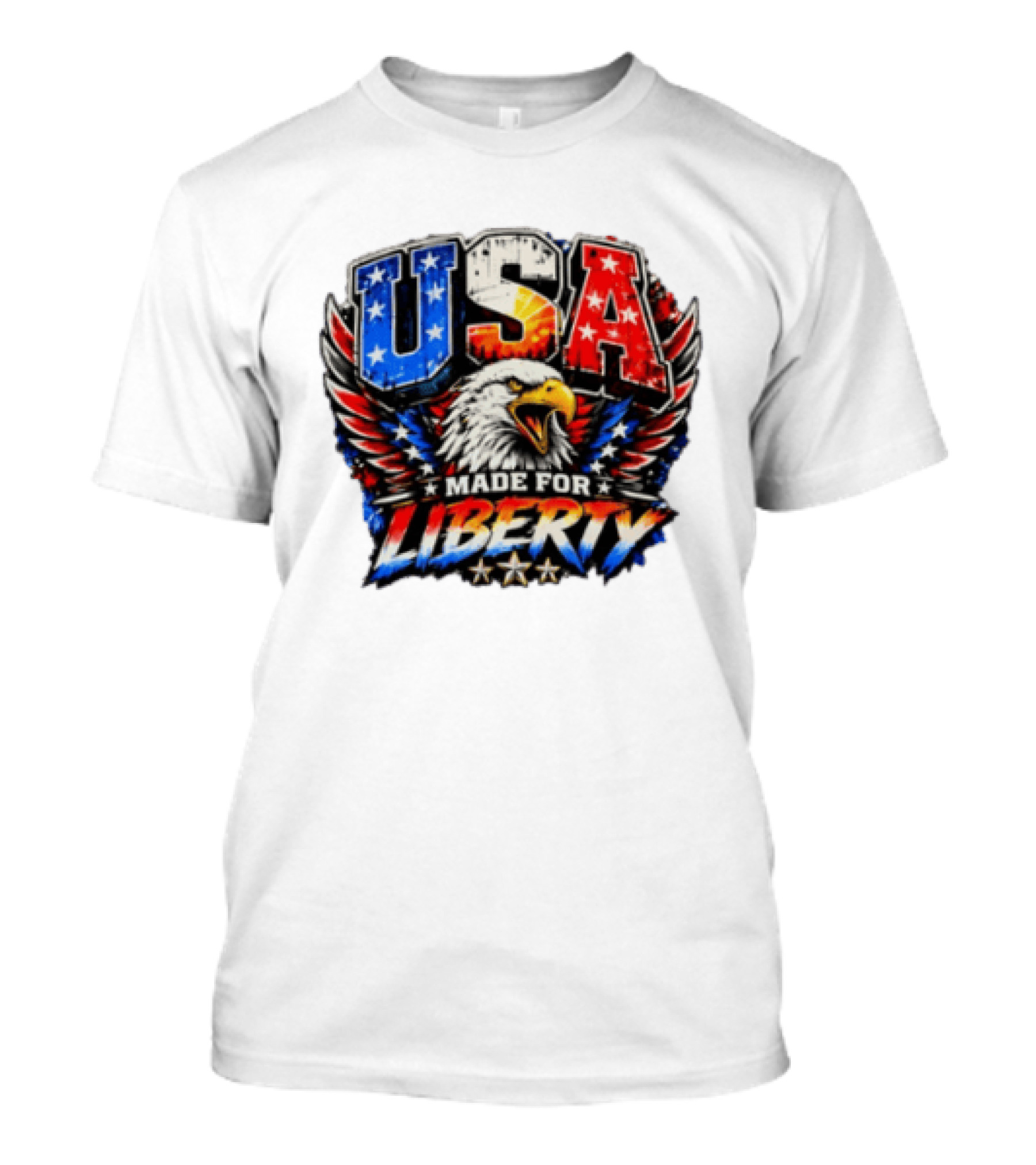 USA Eagle Made For Liberty Patriotic American Flag Stars T-Shirt