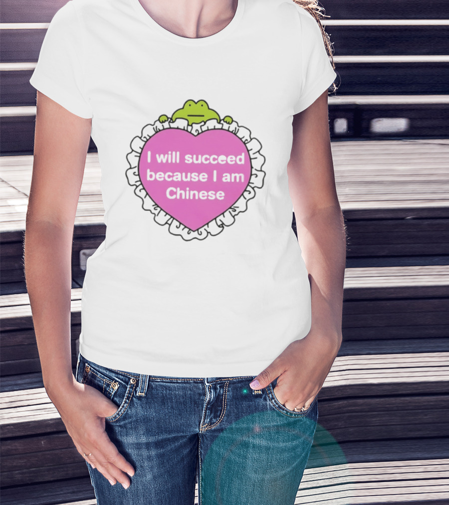 I Will Succeed Because I Am Chinese Pink Heart Frog T-Shirt
