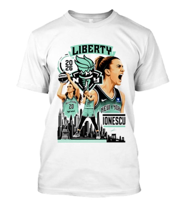 New York Liberty 2026 Sabrina Ionescu 20 Basketball Skyline T-Shirt