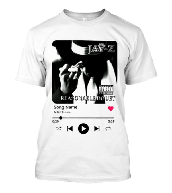 Jay Z Reasonable Doubt Song Name Artist Name Parental Advisory Explicit Content Iconic Album Cover T-Shirt