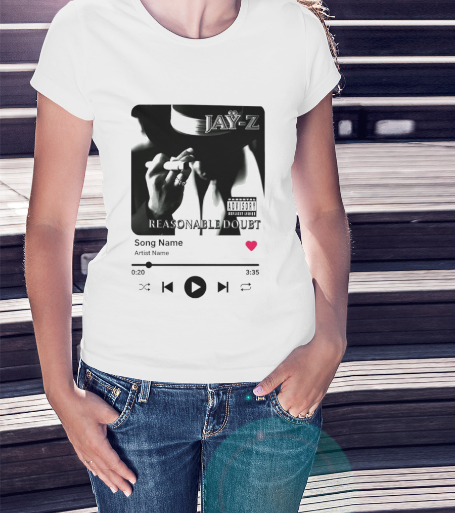Jay Z Reasonable Doubt Song Name Artist Name Parental Advisory Explicit Content Iconic Album Cover T-Shirt