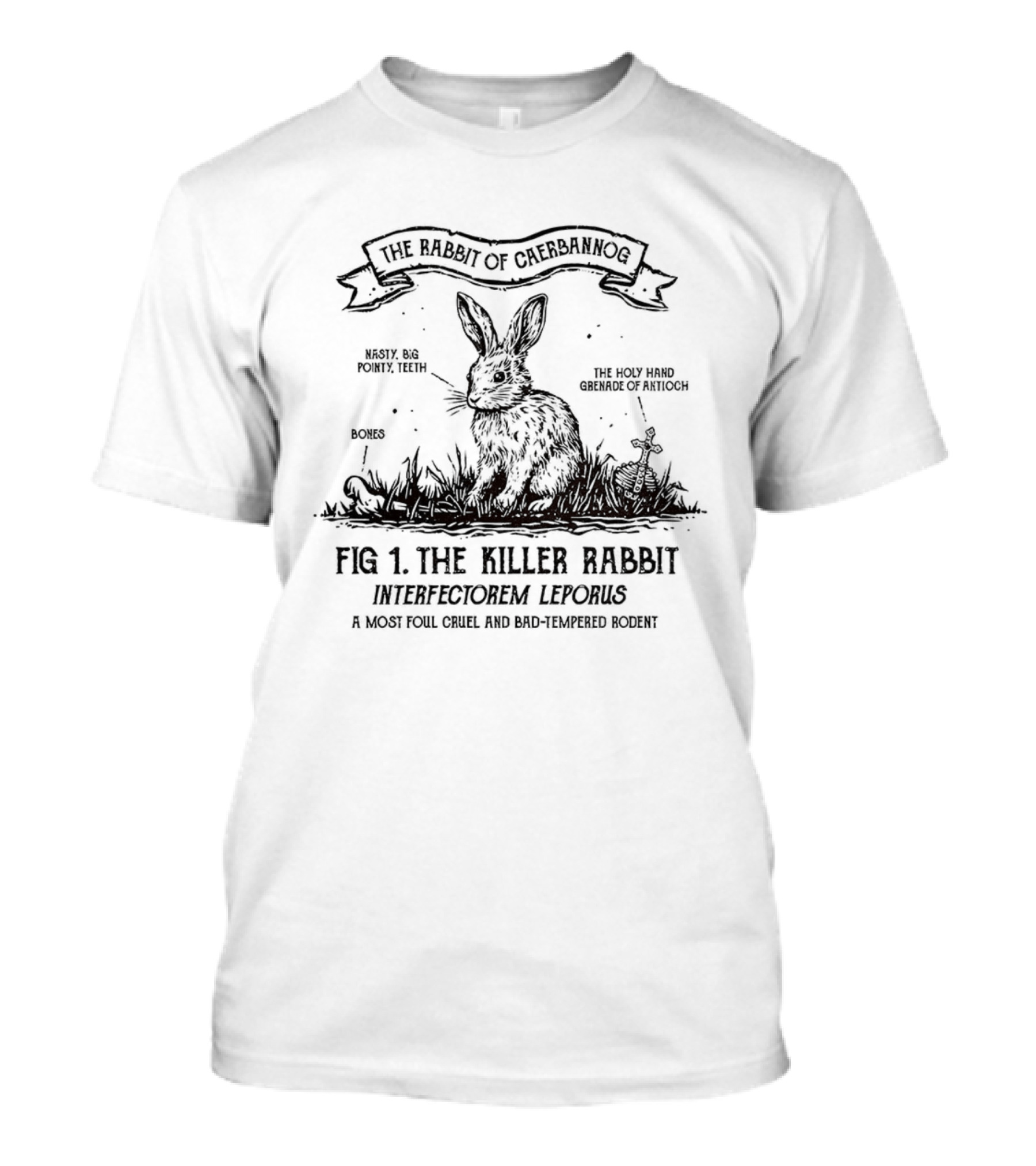 Killer Rabbit Of Caerbannog Monty Python And The Holy Grail Fig 1 Interfectorem Leporus T-Shirt