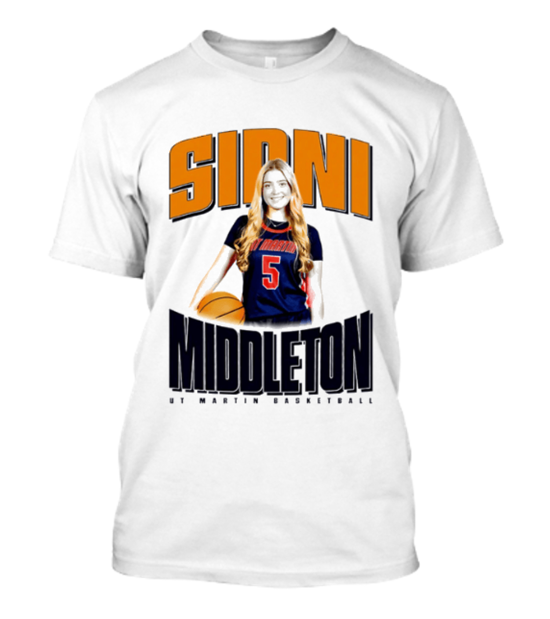 Sidni Middleton 5 UT Martin Skyhawks Basketball T-Shirt