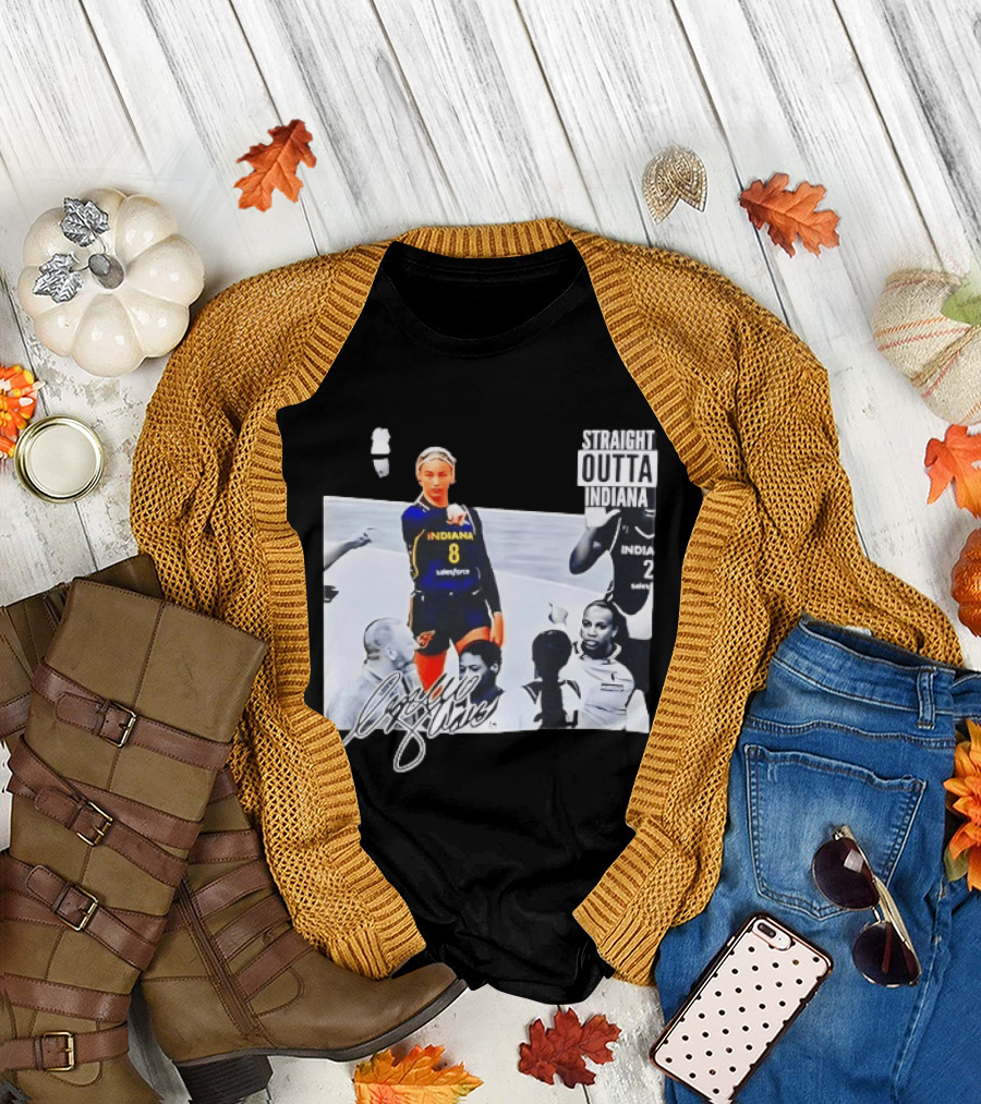 Caitlin Clark Pointing Indiana Fever Basketball Player Straight Outta Indiana T-Shirt