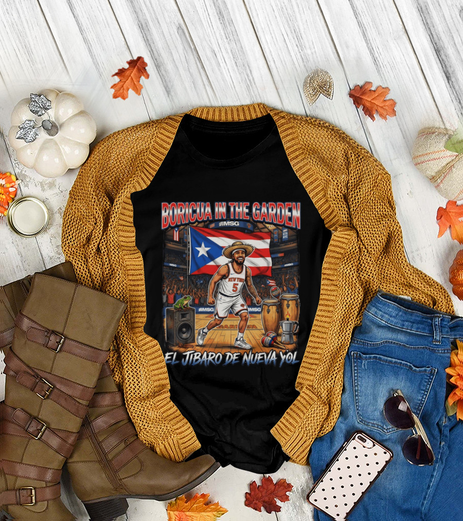 Boricua in the Garden El Jibaro de Nueva Yol Puerto Rico New York Knicks Basketball MSG T-Shirt