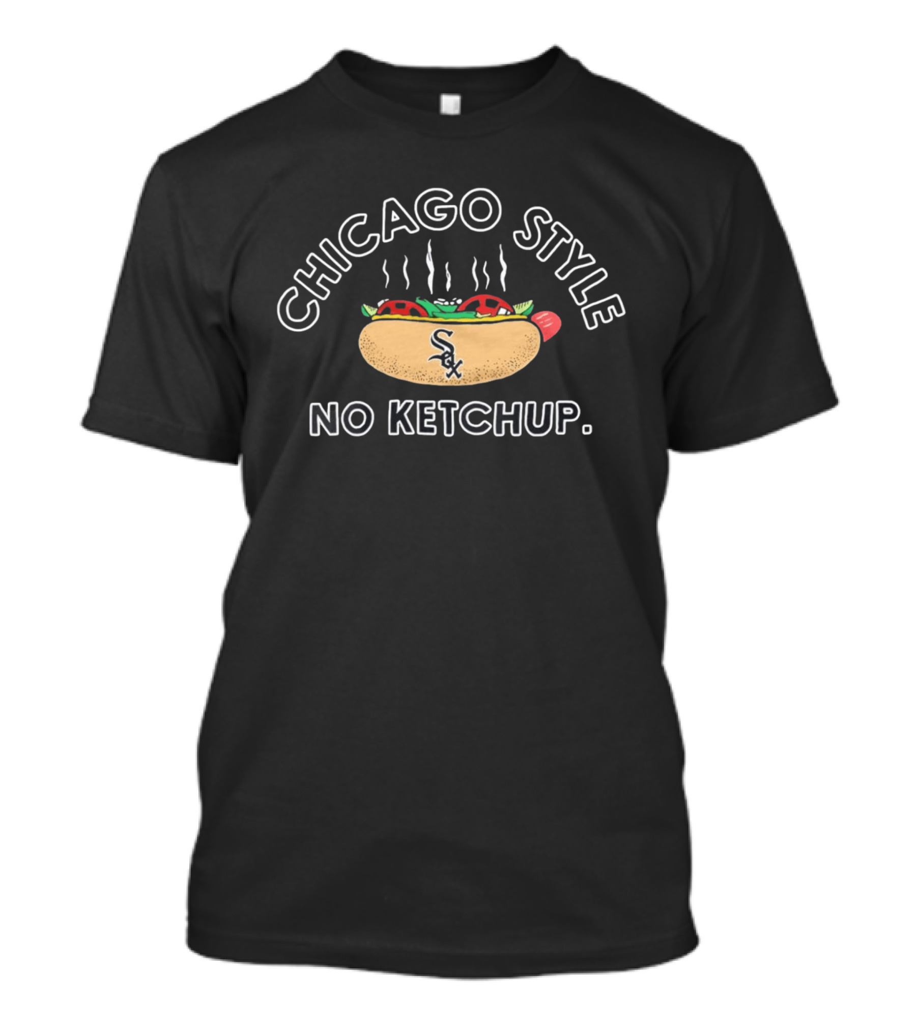 Chicago Style No Ketchup Hot Dog White Sox T-Shirt