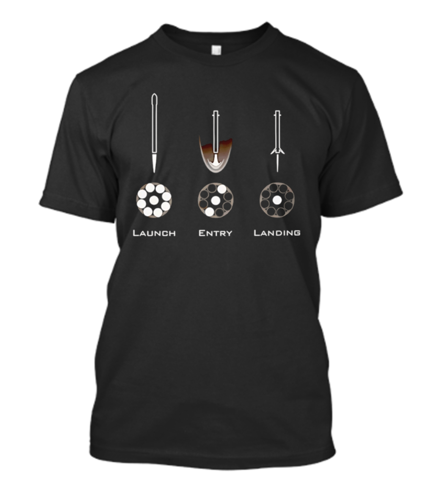 Launch Entry Landing Falcon Rocket Phases T-Shirt