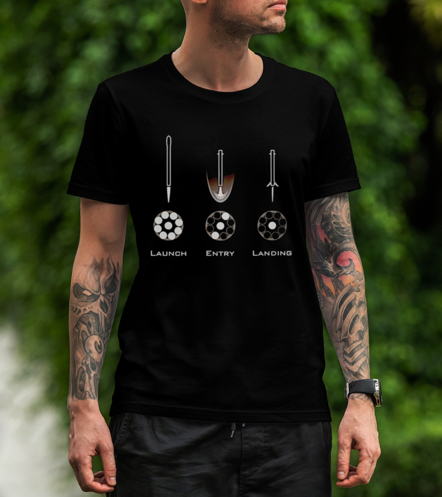 Launch Entry Landing Falcon Rocket Phases T-Shirt