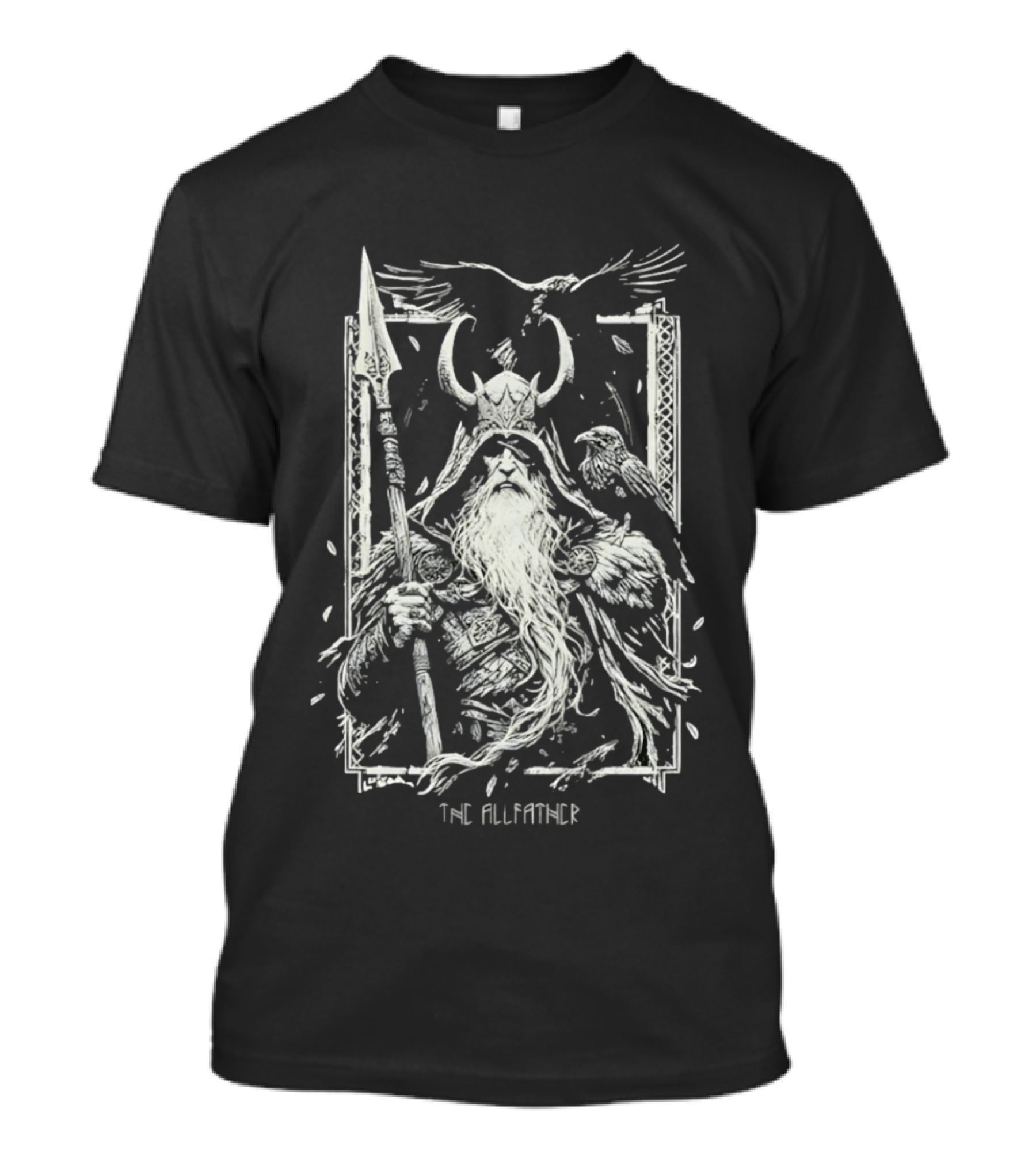 The Allfather Viking Norse Mythology Odin Ravens Spear Nordic Warrior Helm T-Shirt