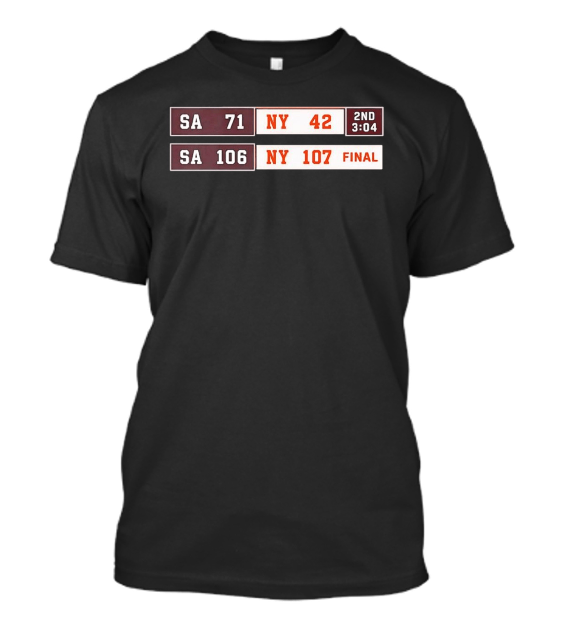 SA 71 To 42 NY Basketball Comeback 107 To 106 Final Scoreboard T-Shirt