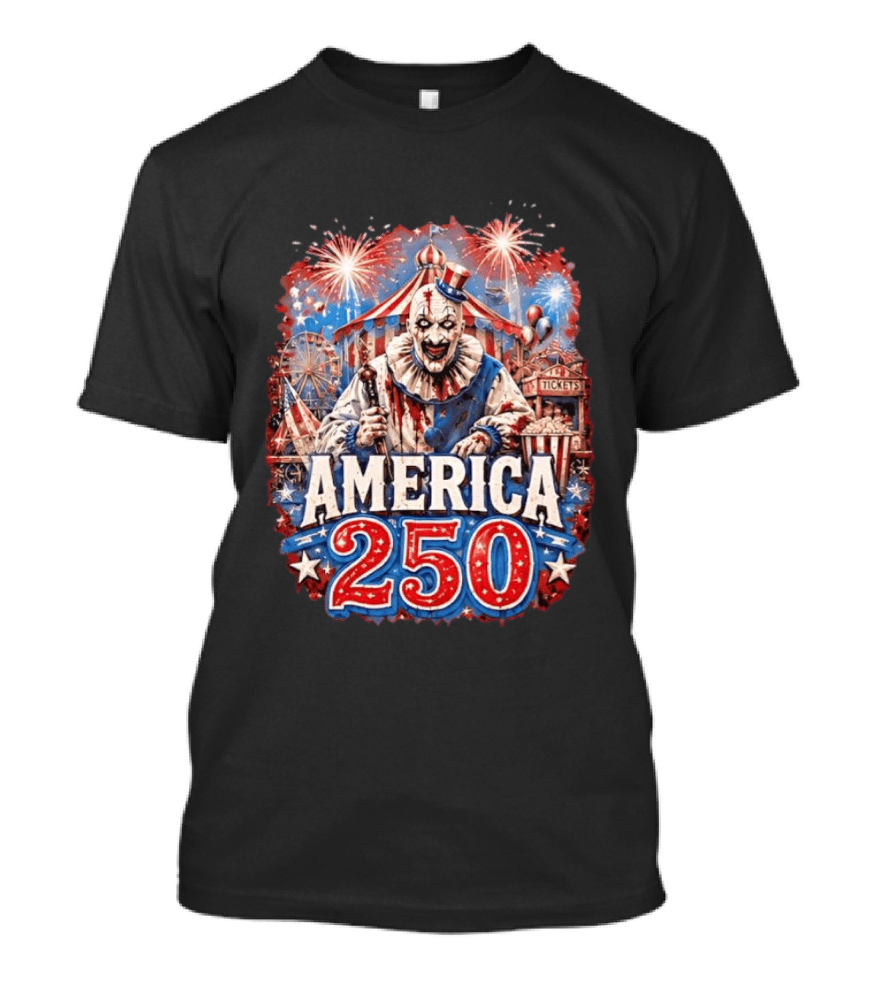 America 250 Clown Terrifier Carnival Fireworks Celebration T-Shirt