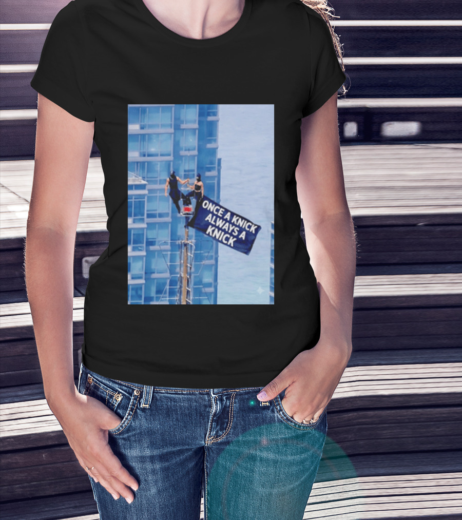 New York Knicks Once A Knick Always A Knick Flag Empire State Building NYC T-Shirt