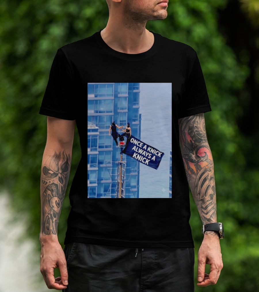 New York Knicks Once A Knick Always A Knick Flag Empire State Building NYC T-Shirt
