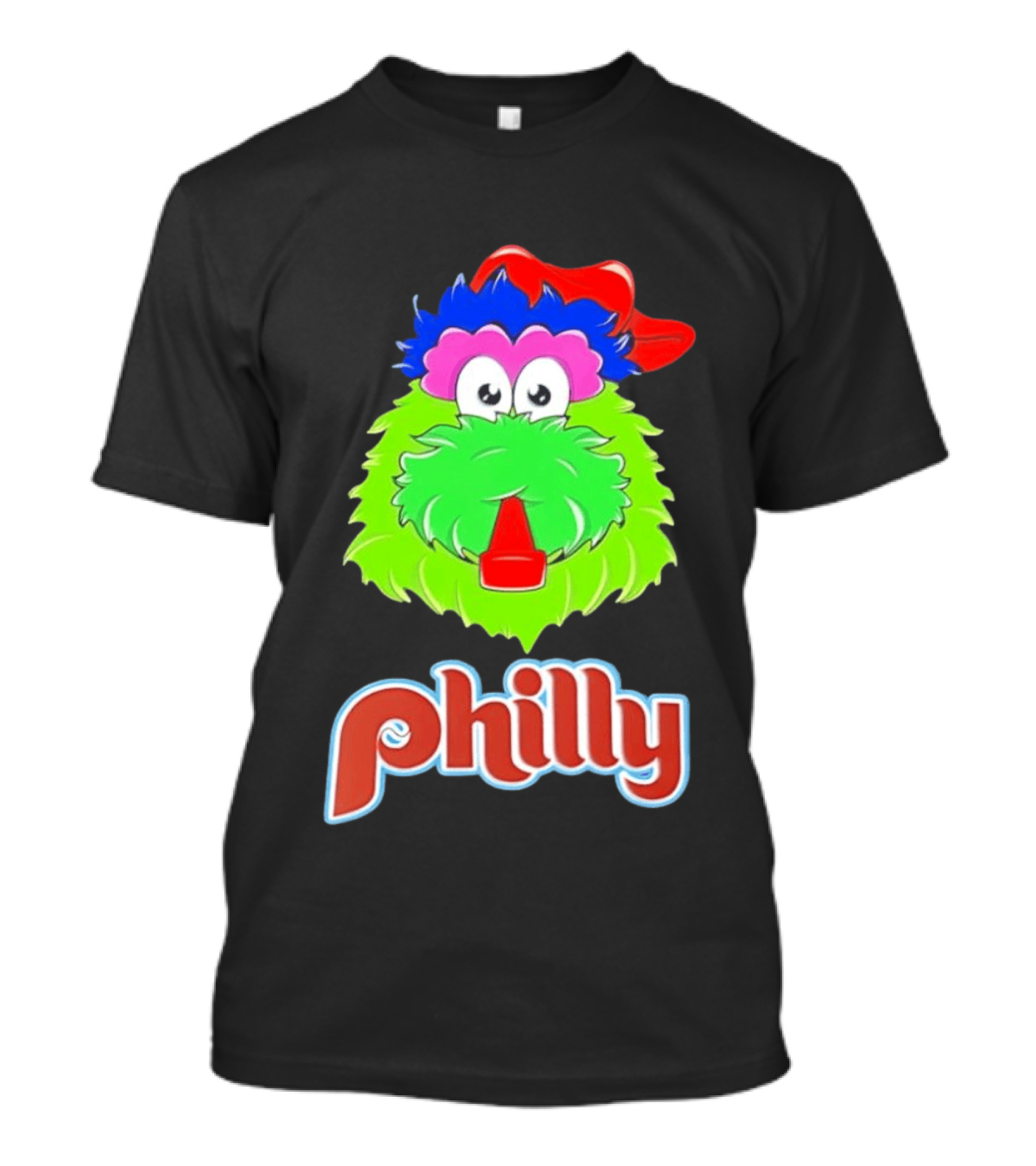 Philly Fanatics Whistle Philly Green Furry Mascot Red Hat T-Shirt