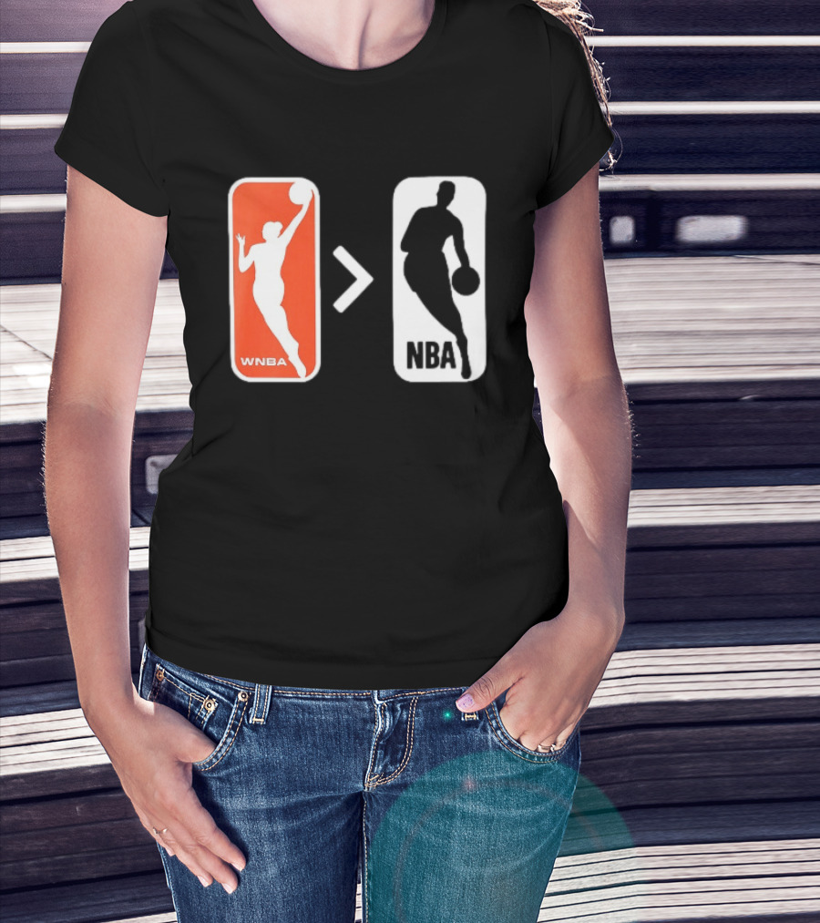 WNBA Logo Greater Than NBA Logo Comparison T-Shirt