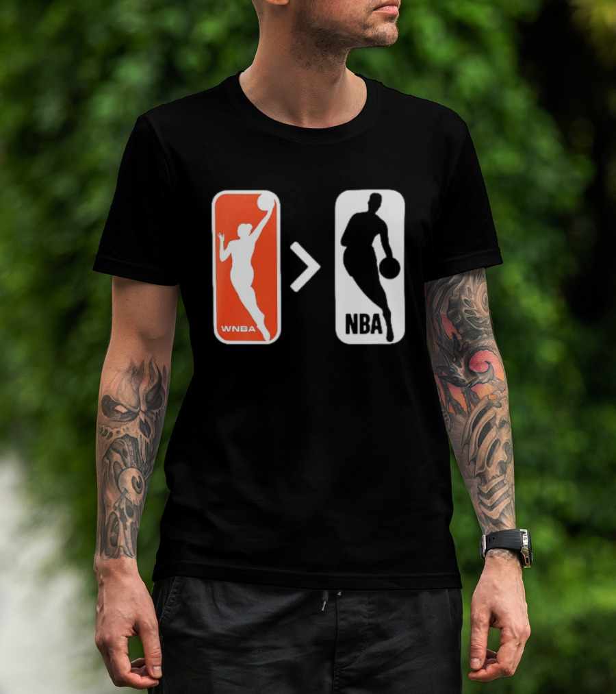 WNBA Logo Greater Than NBA Logo Comparison T-Shirt