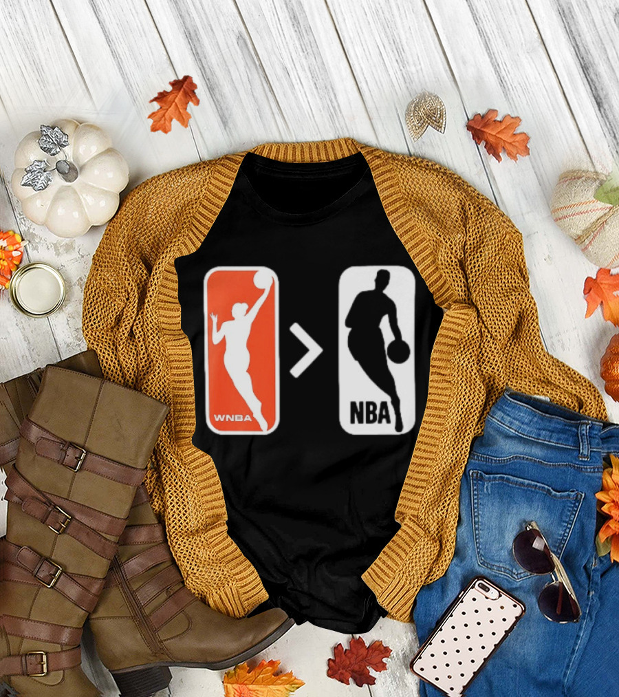 WNBA Logo Greater Than NBA Logo Comparison T-Shirt