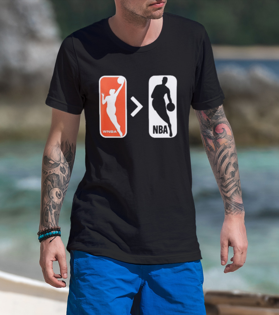 WNBA Logo Greater Than NBA Logo Comparison T-Shirt