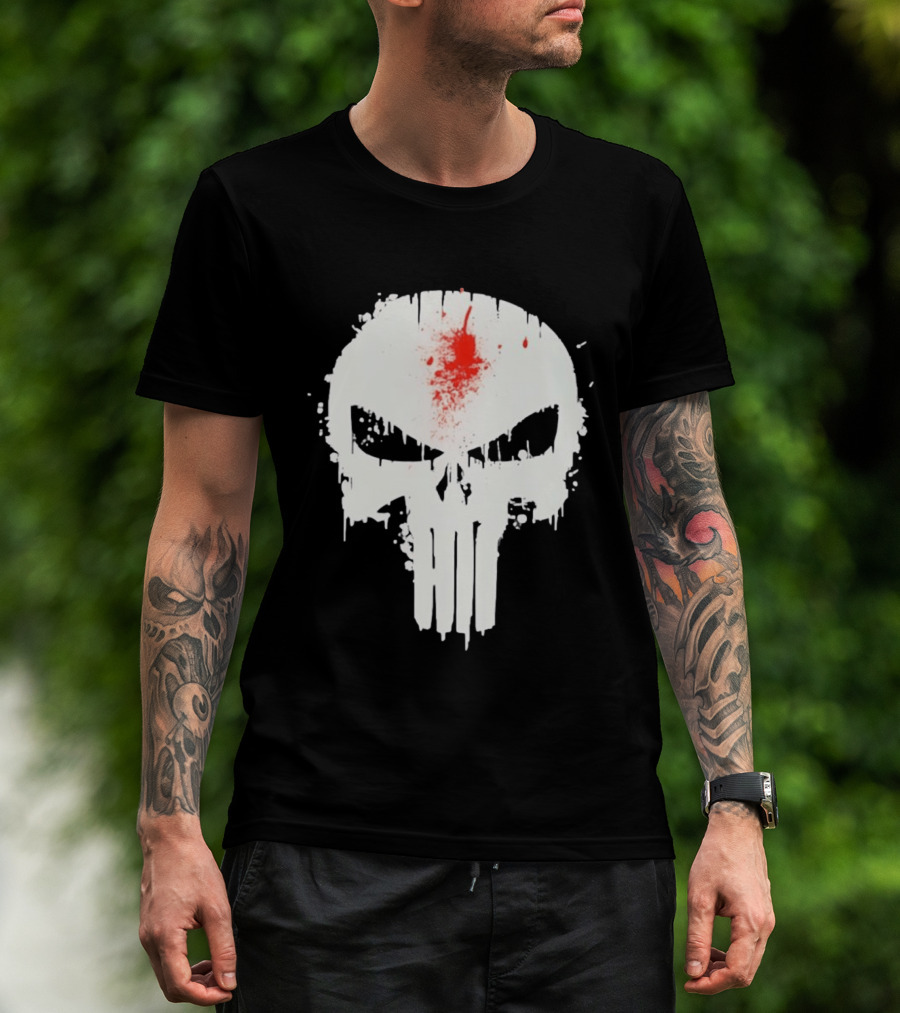 Punisher Skull Bleeding Head Shot T-Shirt