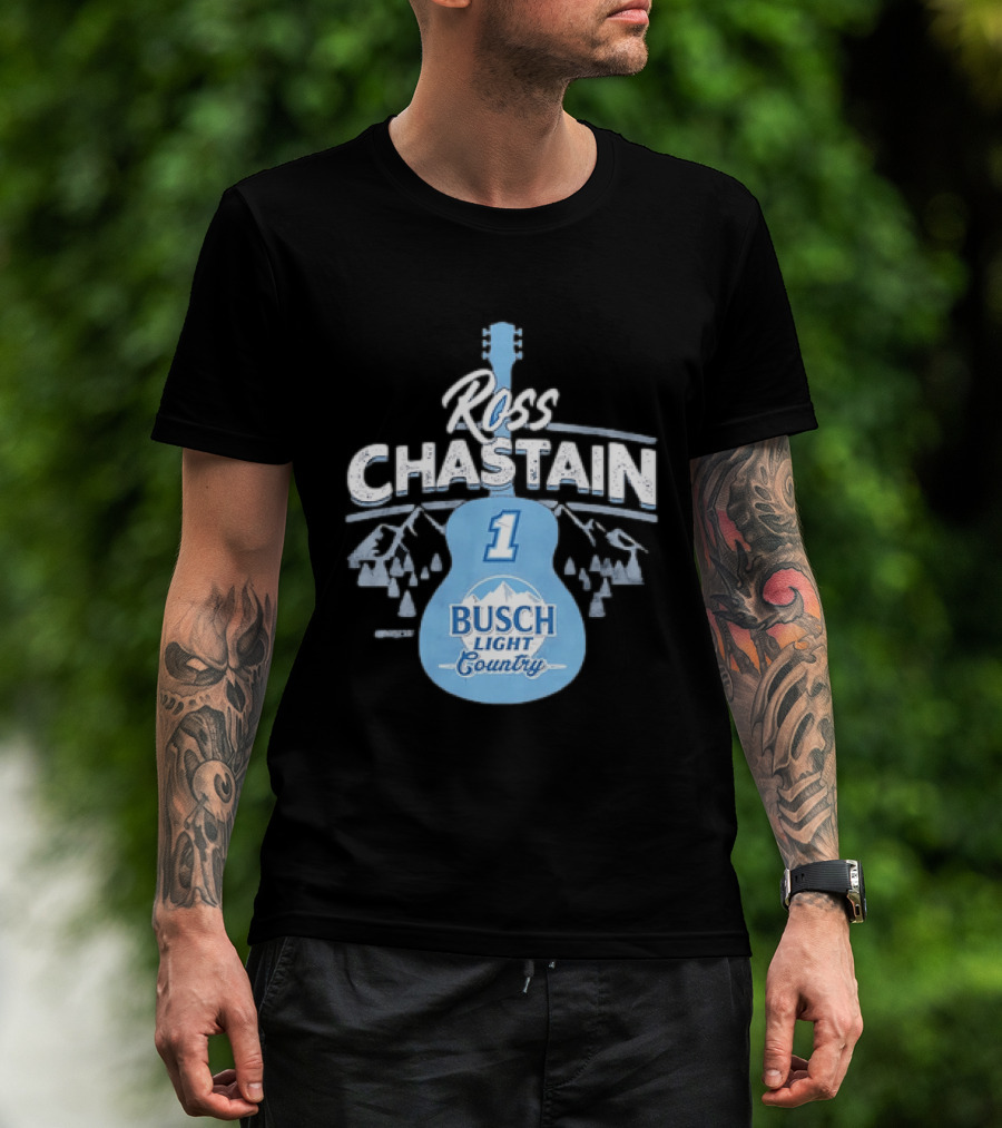 Ross Chastain No 1 Busch Light Country Guitar T-Shirt