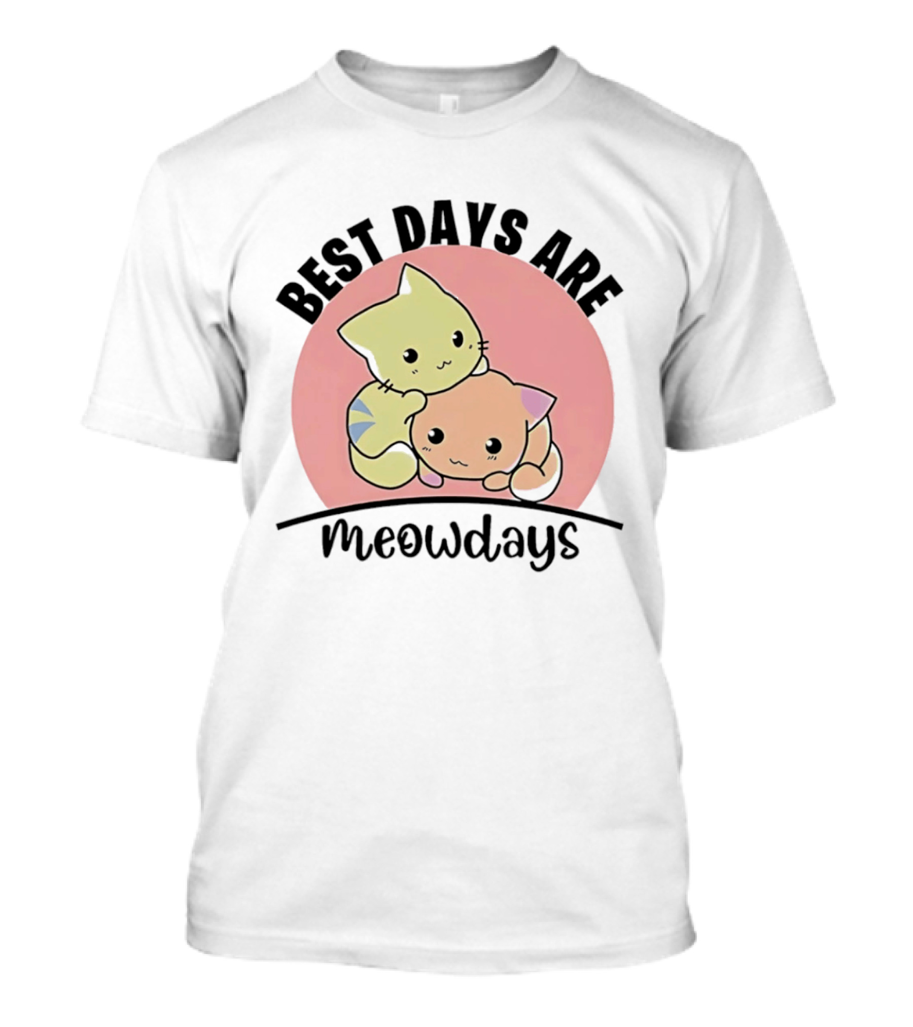 Best Days Are Meowdays Cute Cartoon Cats Hugging T-Shirt