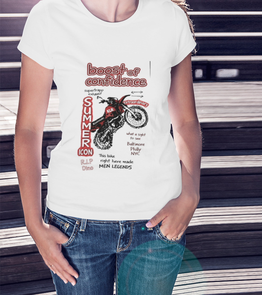 Boost Of Confidence Kawasaki KLR Summer Icon RIP Dino Men Legends T-Shirt