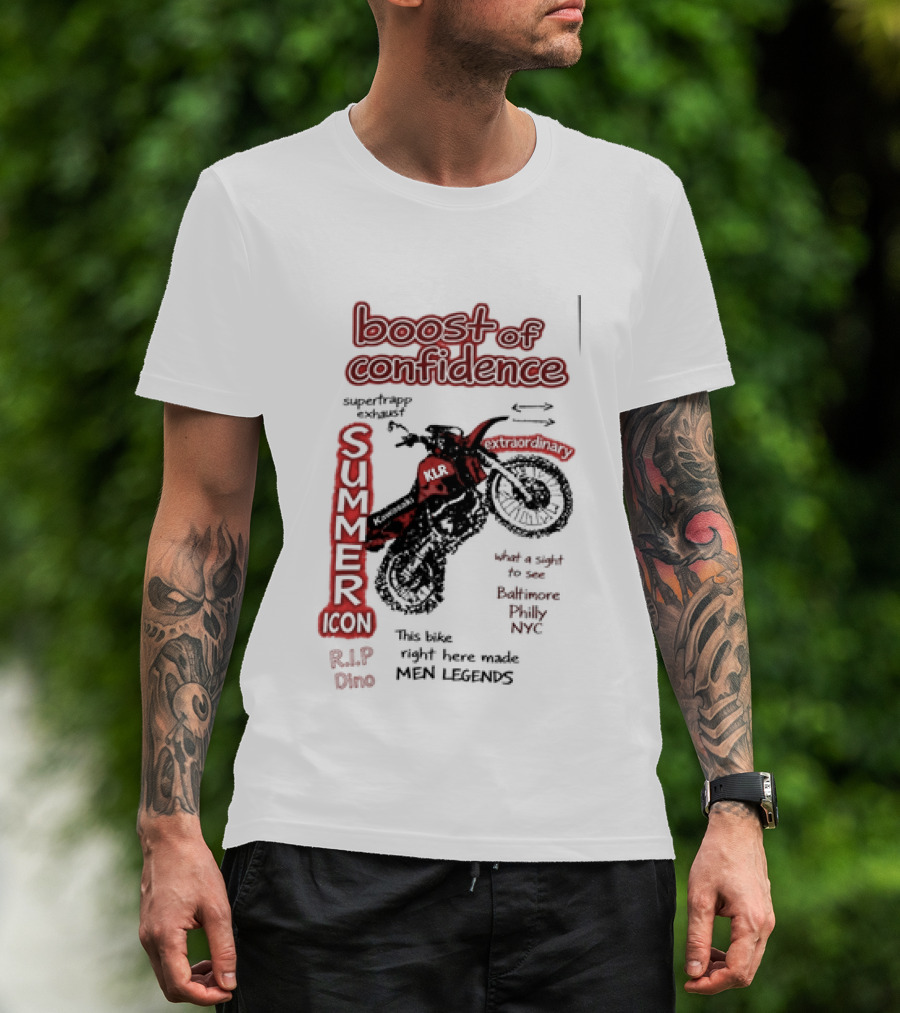 Boost Of Confidence Kawasaki KLR Summer Icon RIP Dino Men Legends T-Shirt