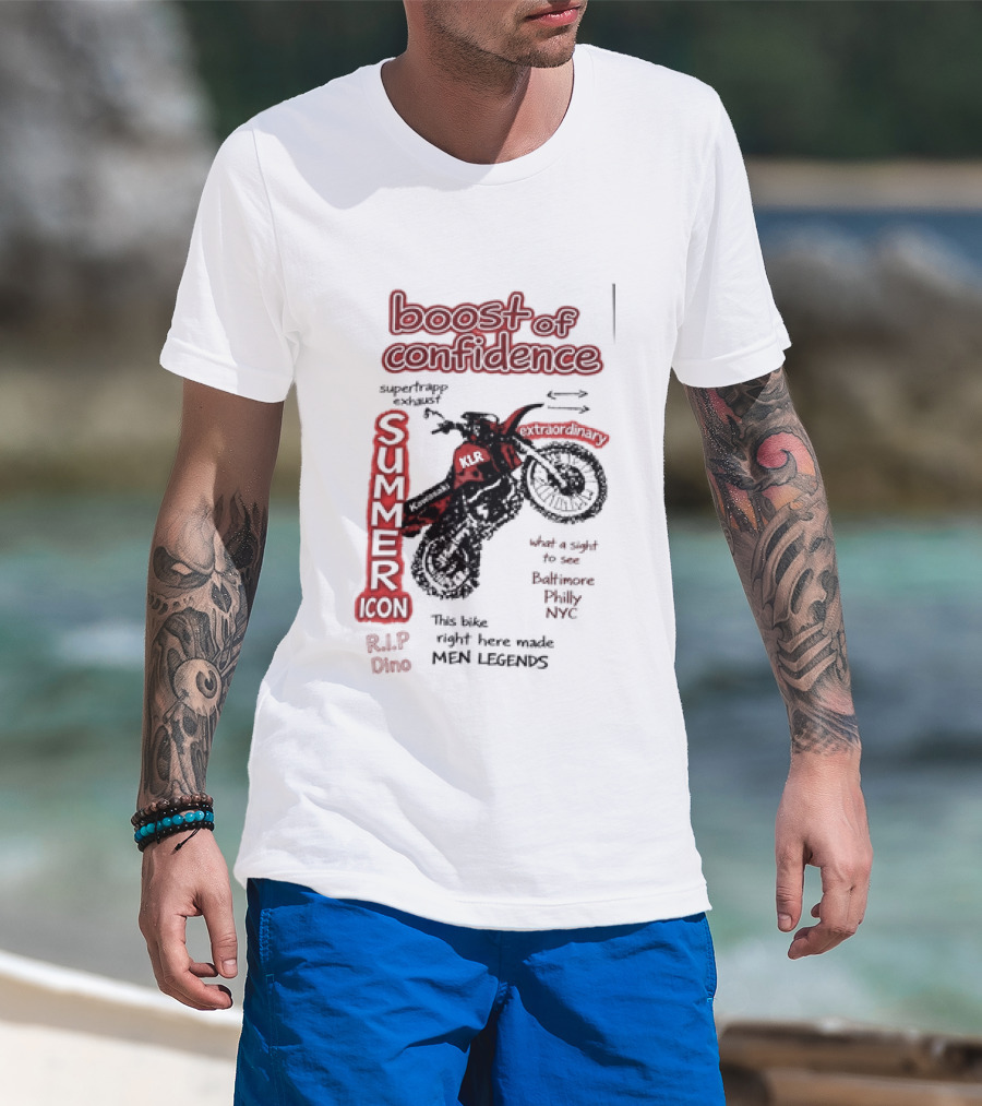 Boost Of Confidence Kawasaki KLR Summer Icon RIP Dino Men Legends T-Shirt