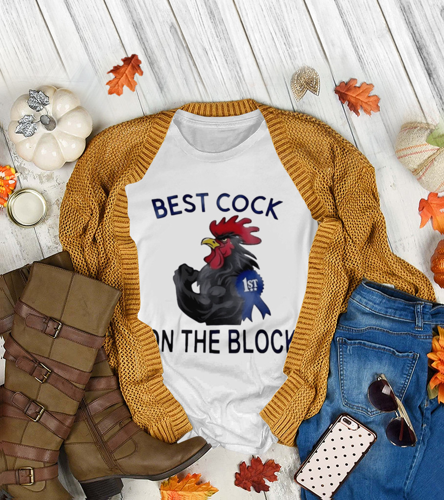 Best Cock on the Block Muscular Rooster 1st Place Ribbon T-Shirt
