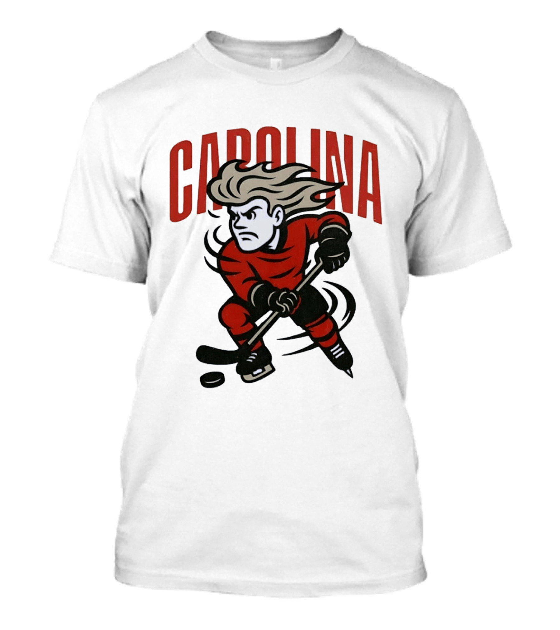 Carolina Hockey Action Figure Skating Puck Player T-Shirt