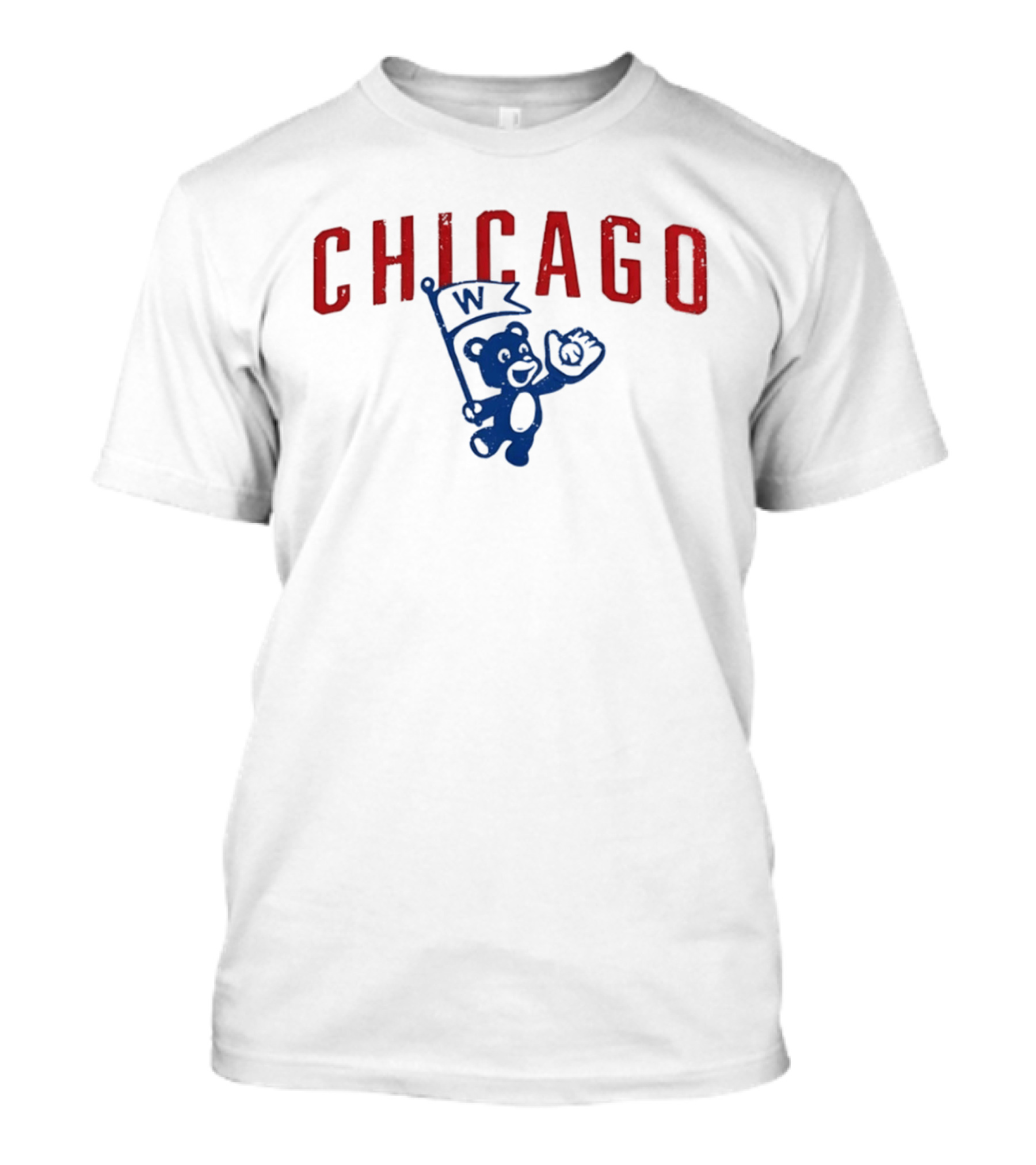 Chicago Baseball Bear Holding W Flag T-Shirt