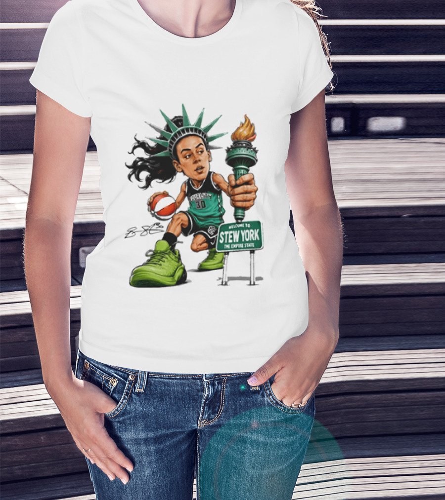 New York Liberty Breanna Stewart Stew York Torch Statue Basketball T-Shirt