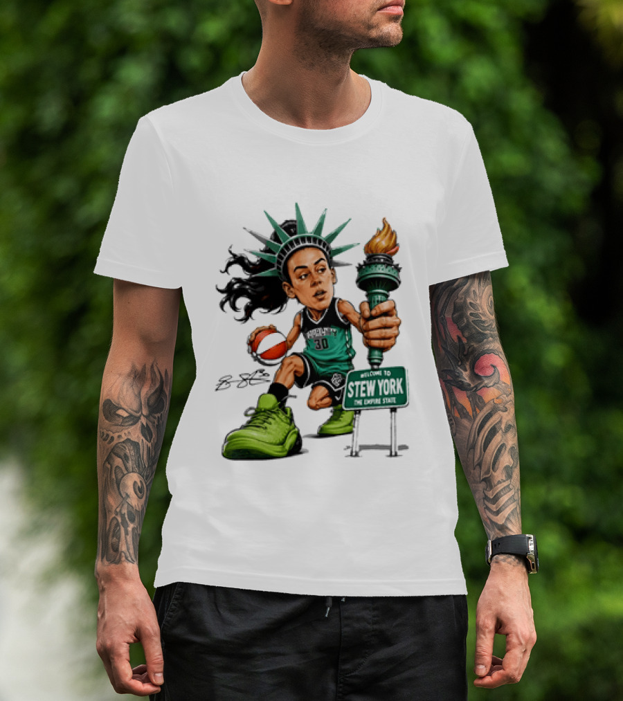New York Liberty Breanna Stewart Stew York Torch Statue Basketball T-Shirt