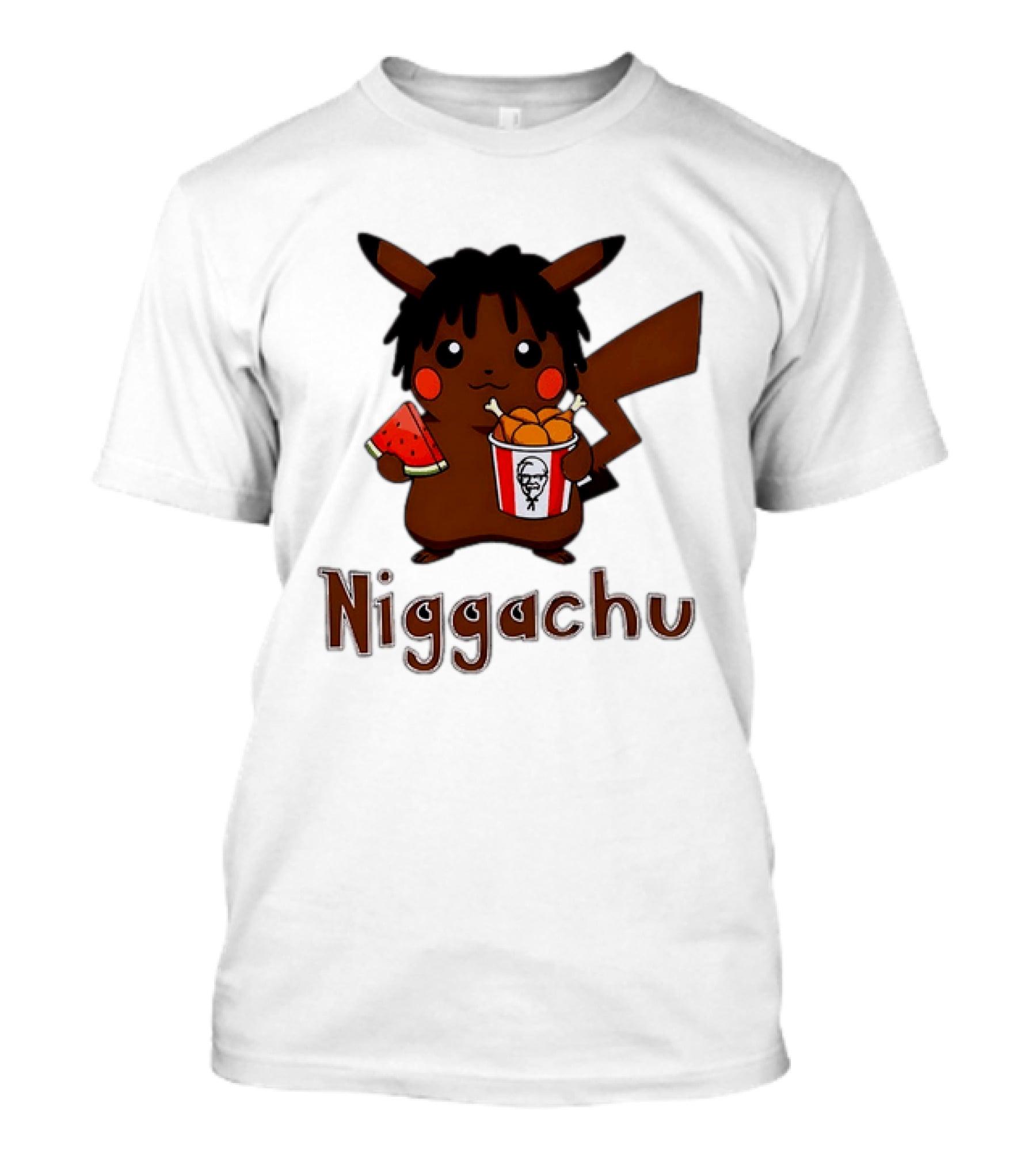 Niggachu Pikachu With Fried Chicken And Watermelon T-Shirt