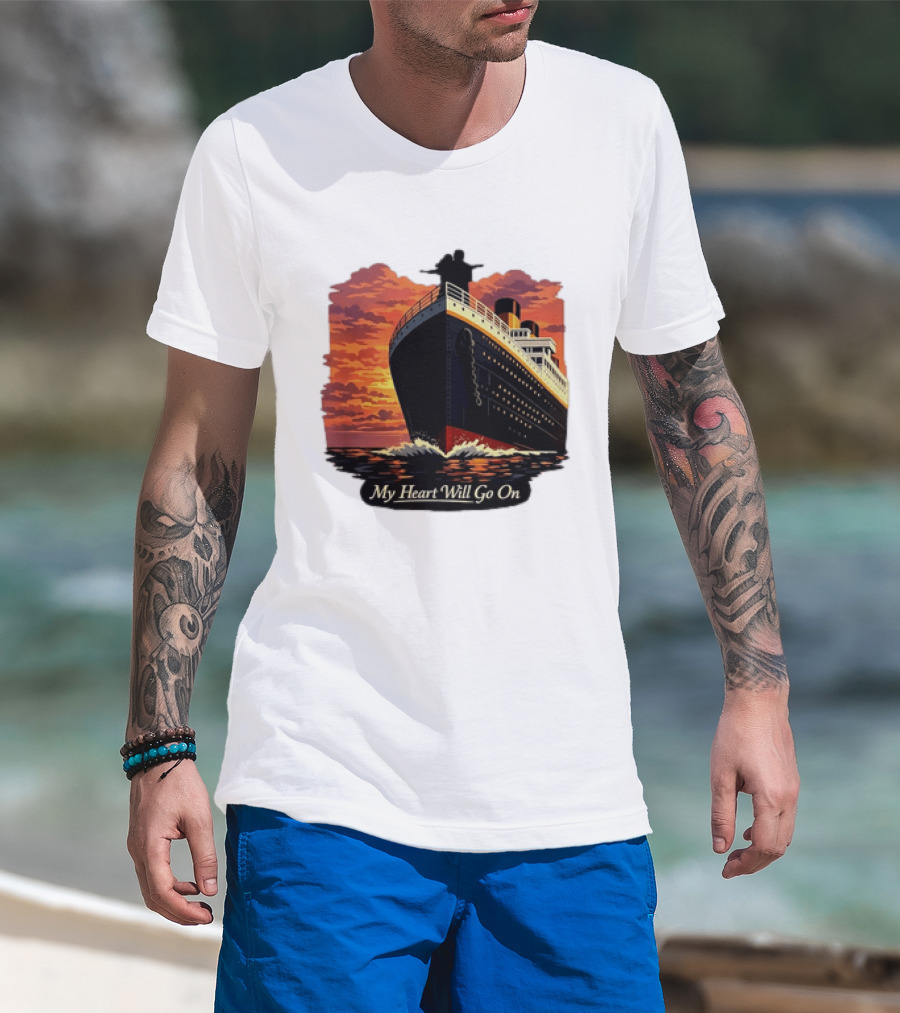 Titanic Sunset Scene My Heart Will Go On Jack And Rose T-Shirt
