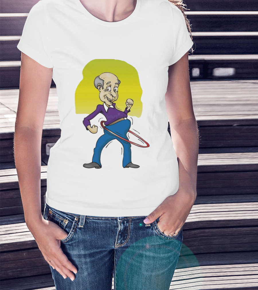 Elderly Man Hula Hooping Joyfully With Fist Pump T-Shirt