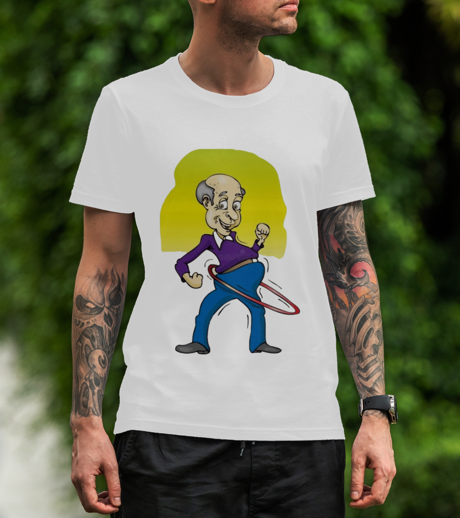 Elderly Man Hula Hooping Joyfully With Fist Pump T-Shirt