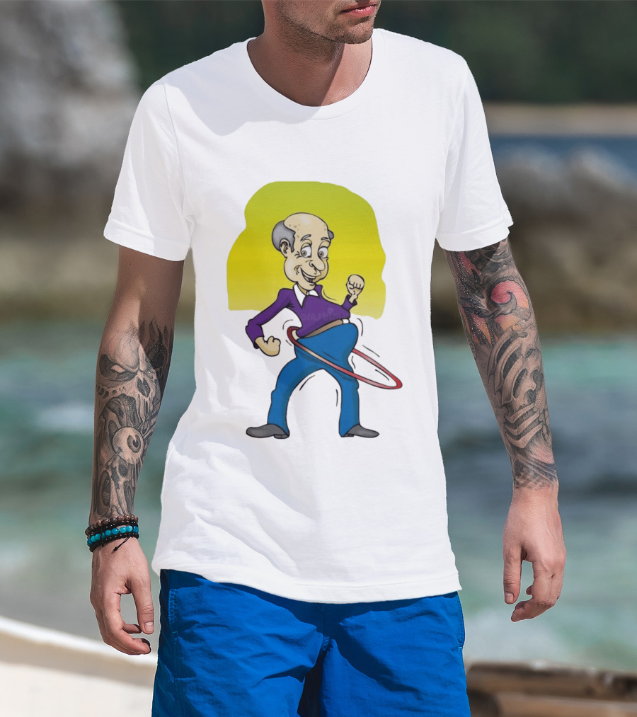Elderly Man Hula Hooping Joyfully With Fist Pump T-Shirt