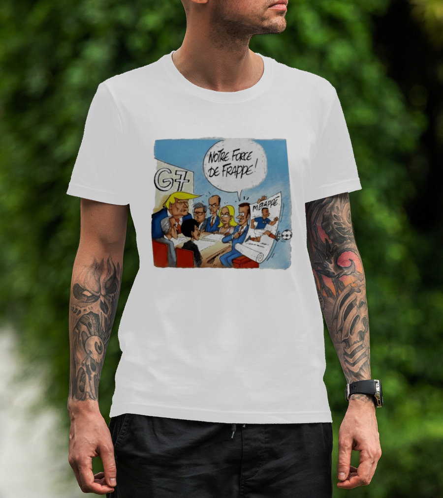 G7 Notre Force De Frappe Mbappe Cartoon Conference Scene T-Shirt