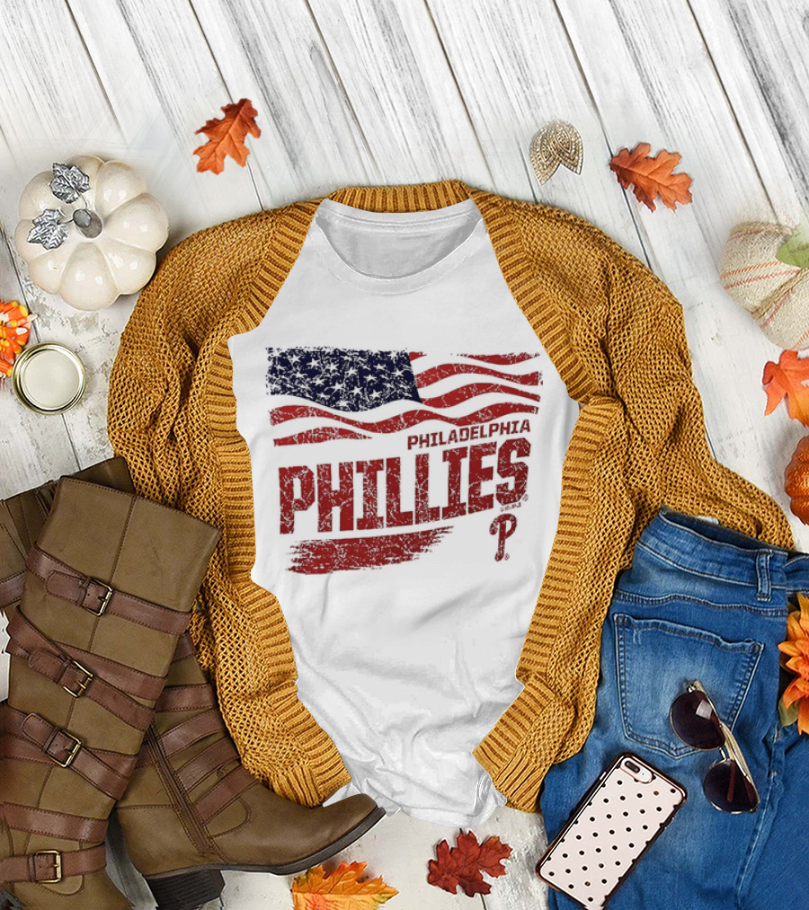 Philadelphia Phillies Waving American Flag 2026 MLB All Star Game T-Shirt