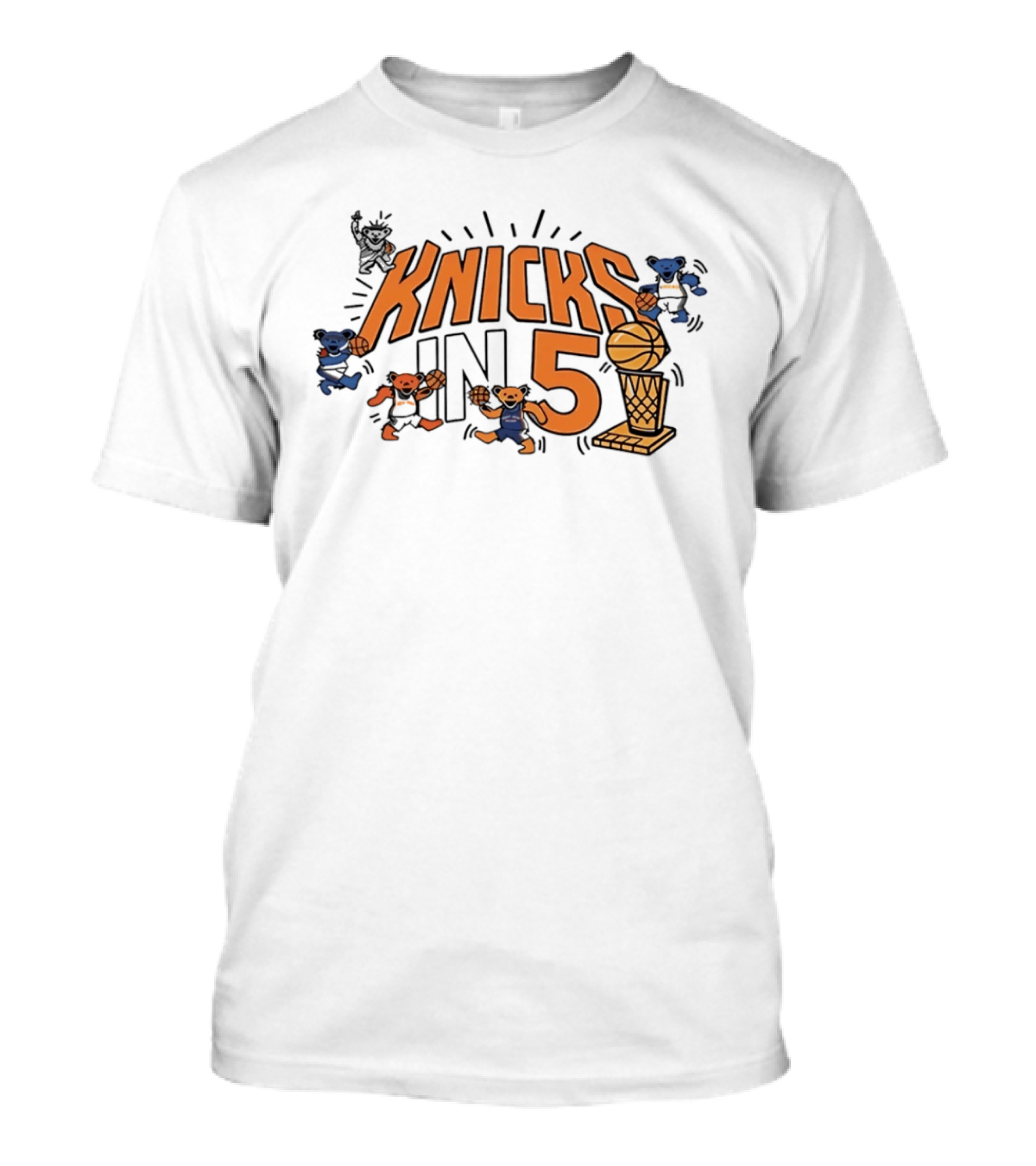 Knicks In 5 Grateful Dead Bears Basketball Collaboration T-Shirt
