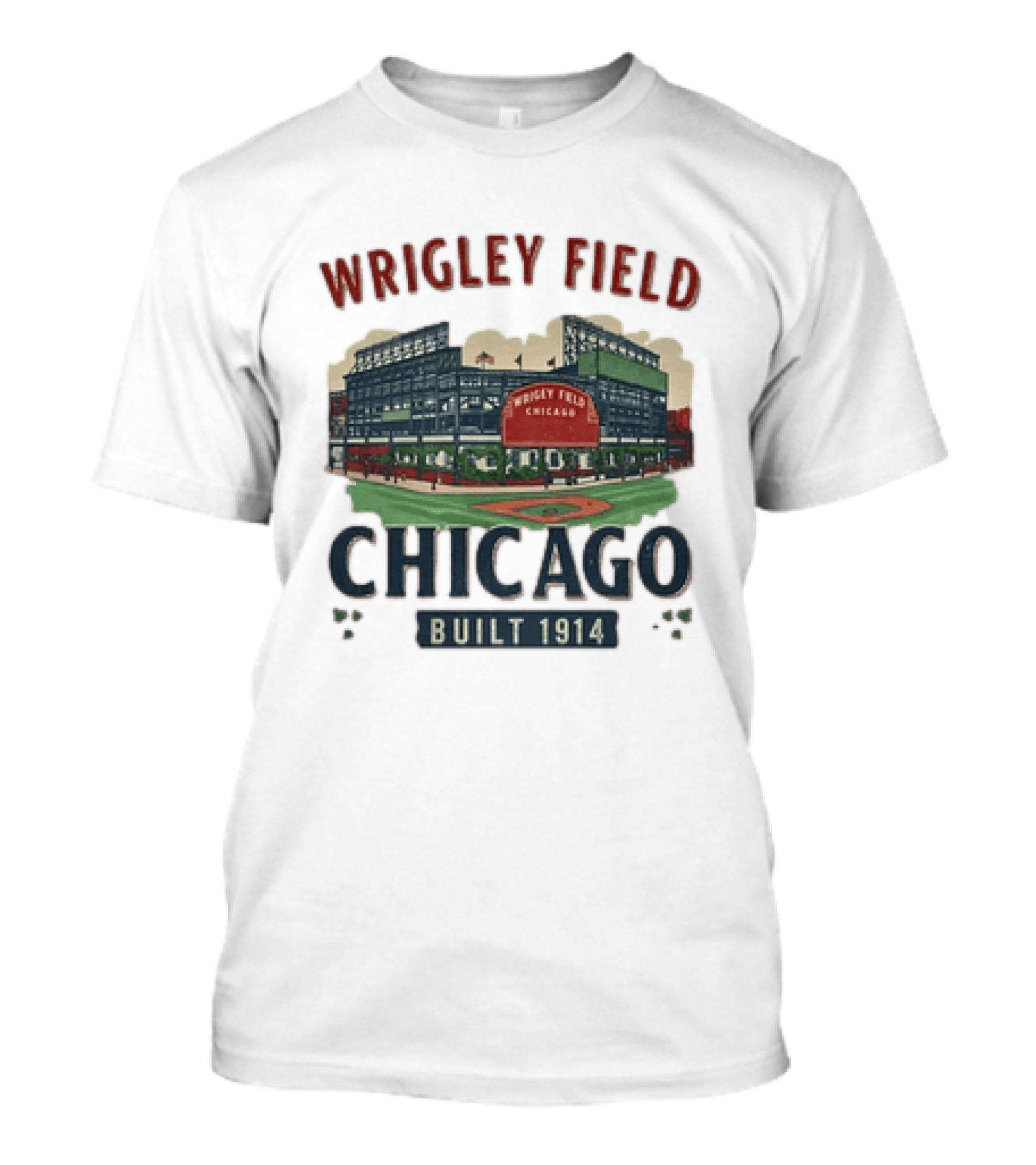 Wrigley Field Chicago Built 1914 Vintage Baseball Stadium Architecture T-Shirt