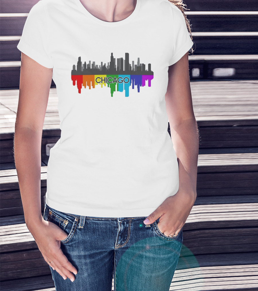 Chicago Skyline Rainbow Pride City T-Shirt