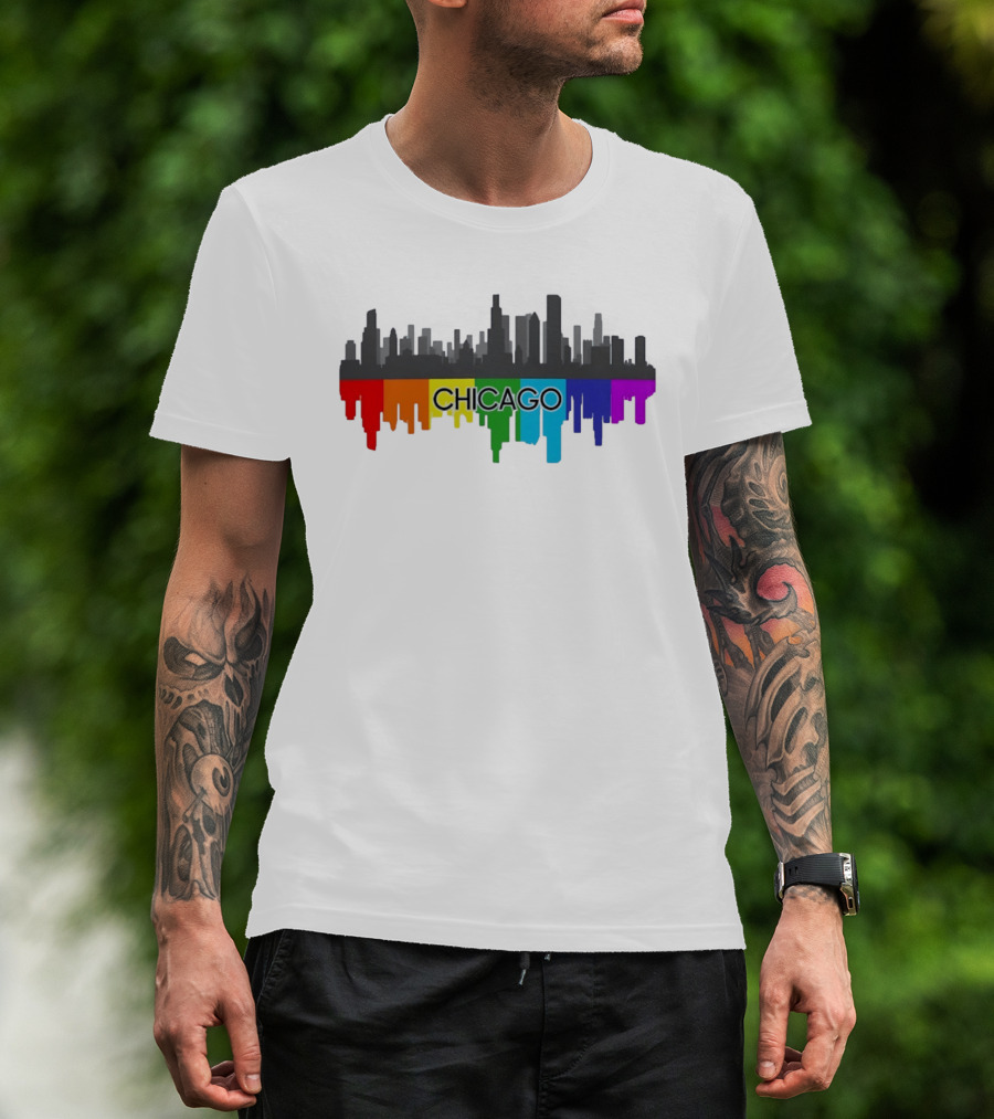 Chicago Skyline Rainbow Pride City T-Shirt