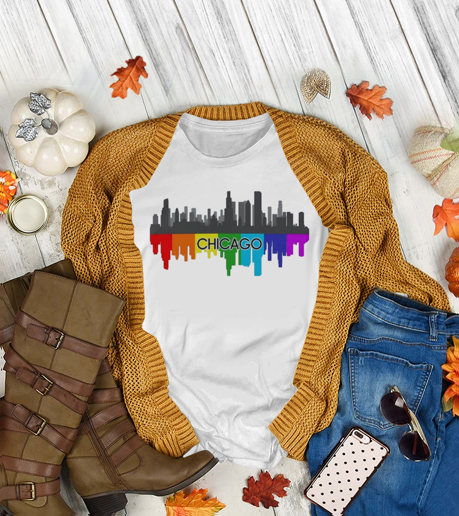 Chicago Skyline Rainbow Pride City T-Shirt