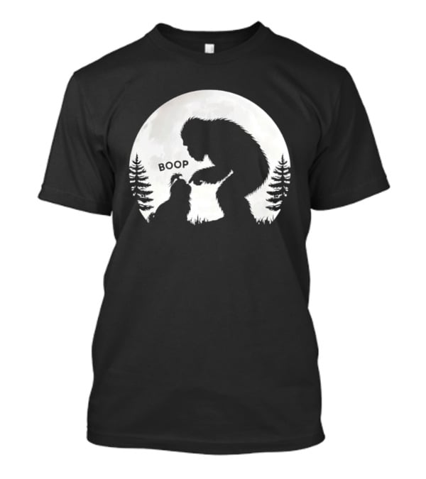 Bigfoot Boop Shih Tzu Moon Silhouette Forest Scene T-Shirt